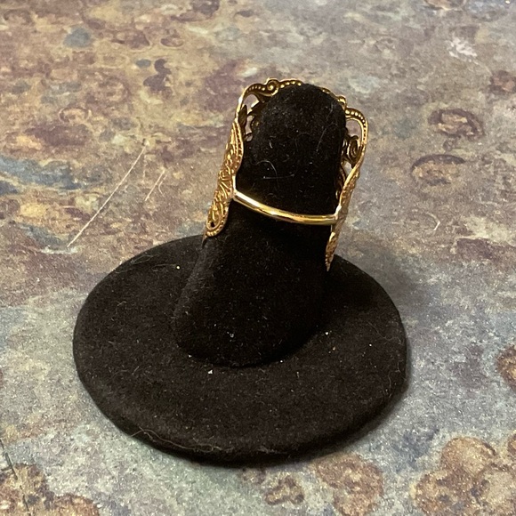 Gold Tone Filigree Statement Ring - Women Jewelry - Picture 2 of 3